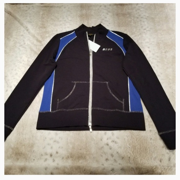 BCBGMaxAzria Black Blue Performance Full Zipup Athletic Long Sleeve Size M NWT - Picture 7 of 7